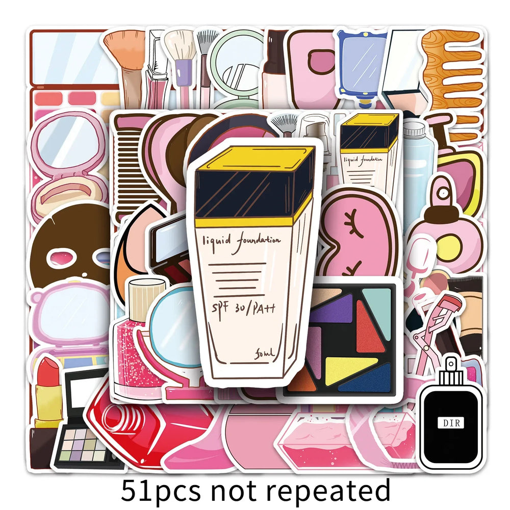 51pcs Exquisite Cosmetic Stickers for Helmet, Desktop, Wall Decoration, DIY (ONLINE ORDER ONLY)