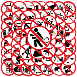 62pcs Water Bottle Stickers Funny Cartoon Warning Sign Sticker For Luggage Laptop Guitar Diary Waterproof Vinyl Car Decals (Online Order Only)