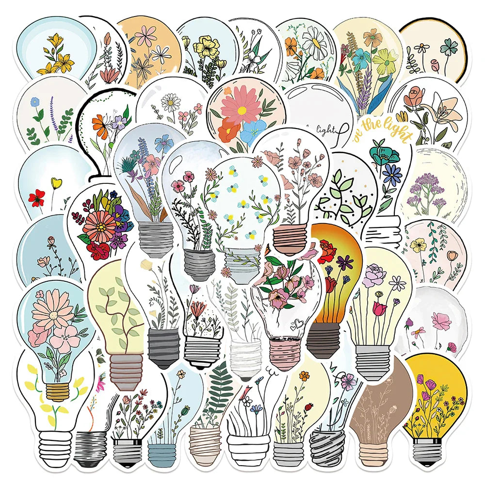 10/30/50pcs Aesthetic Art Flower Stickers for Laptop Phone Guitar Luggage Scrapbook Car Decals (Online Order Only)