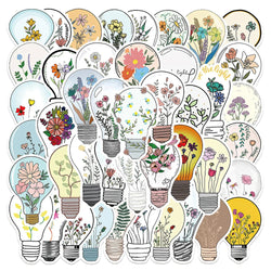 10/30/50pcs Aesthetic Art Flower Stickers for Laptop Phone Guitar Luggage Scrapbook Car Decals (Online Order Only)