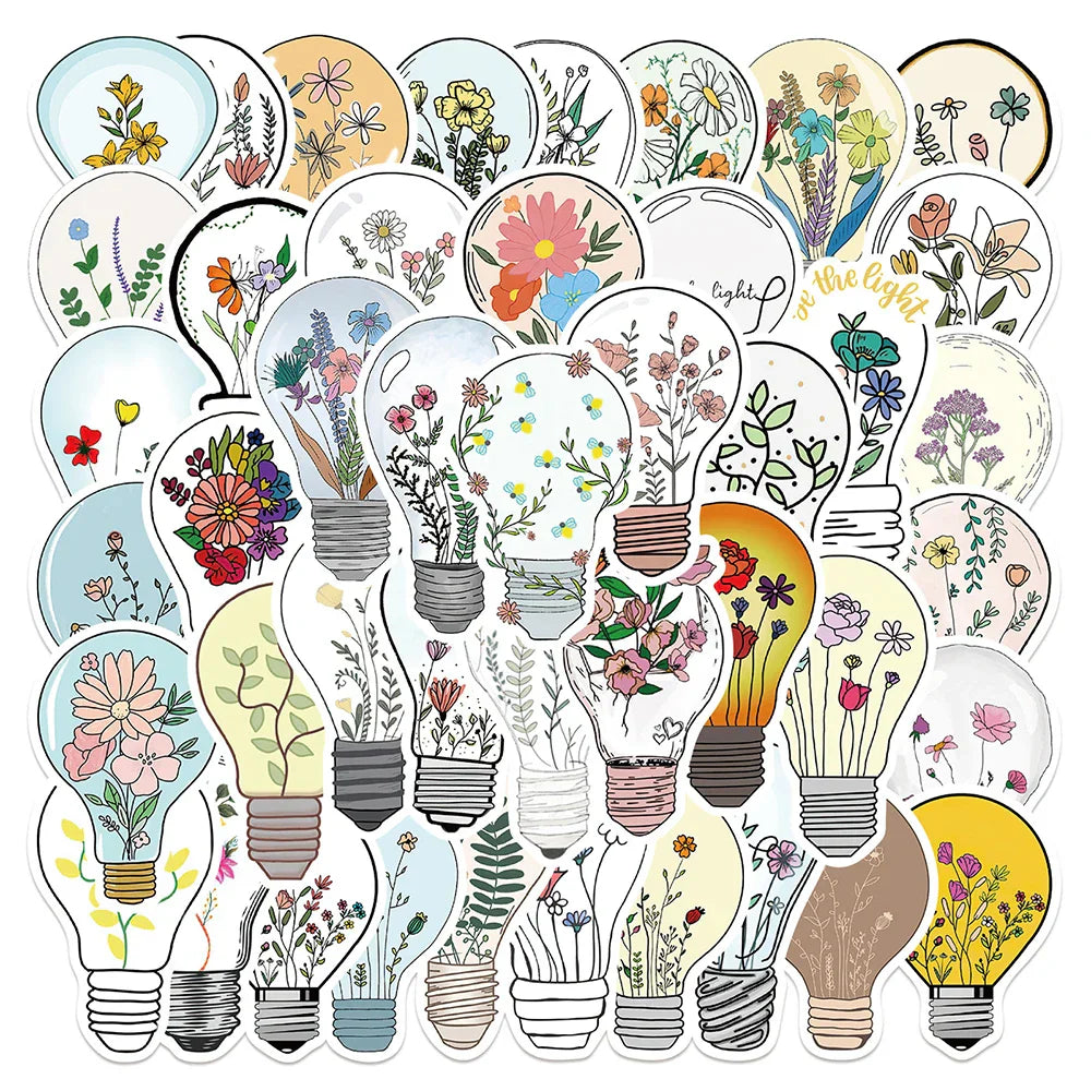 10/30/50pcs Aesthetic Art Flower Stickers for Laptop Phone Guitar Luggage Scrapbook Car Decals (Online Order Only)