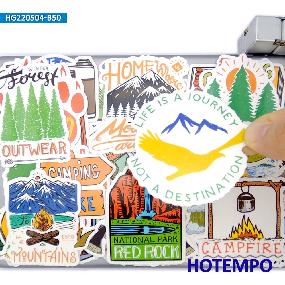 20/30/50Pieces, Camping Stickers, Wilderness Hiking Trip, Outdoor Adventure Travel, for DIY Creative Decoration, Funny Sticker (ONLINE ORDER ONLY)