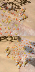 Gradual Asymmetric Butterfly Rose Flower Moon Ancient Poem 5D Reliefs Self Adhesive Nail Stickers JellyManicure Decals Wholesale (Online Order Only)