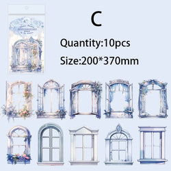 10pcs/pack Window Flower Material Paper Junk Journal DIY Scrapbooking Collage Materials Planner Creative Stationery Sticker (ONLINE ORDER ONLY)