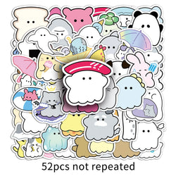 10/30/52PCS Kawaii Obakenu Stickers Cute Ghost Cartoon Sticker DIY Scrapbook Luggage Laptop Guitar Car Bike Skateboard Kids Toys (ONLINE ORDER ONLY)