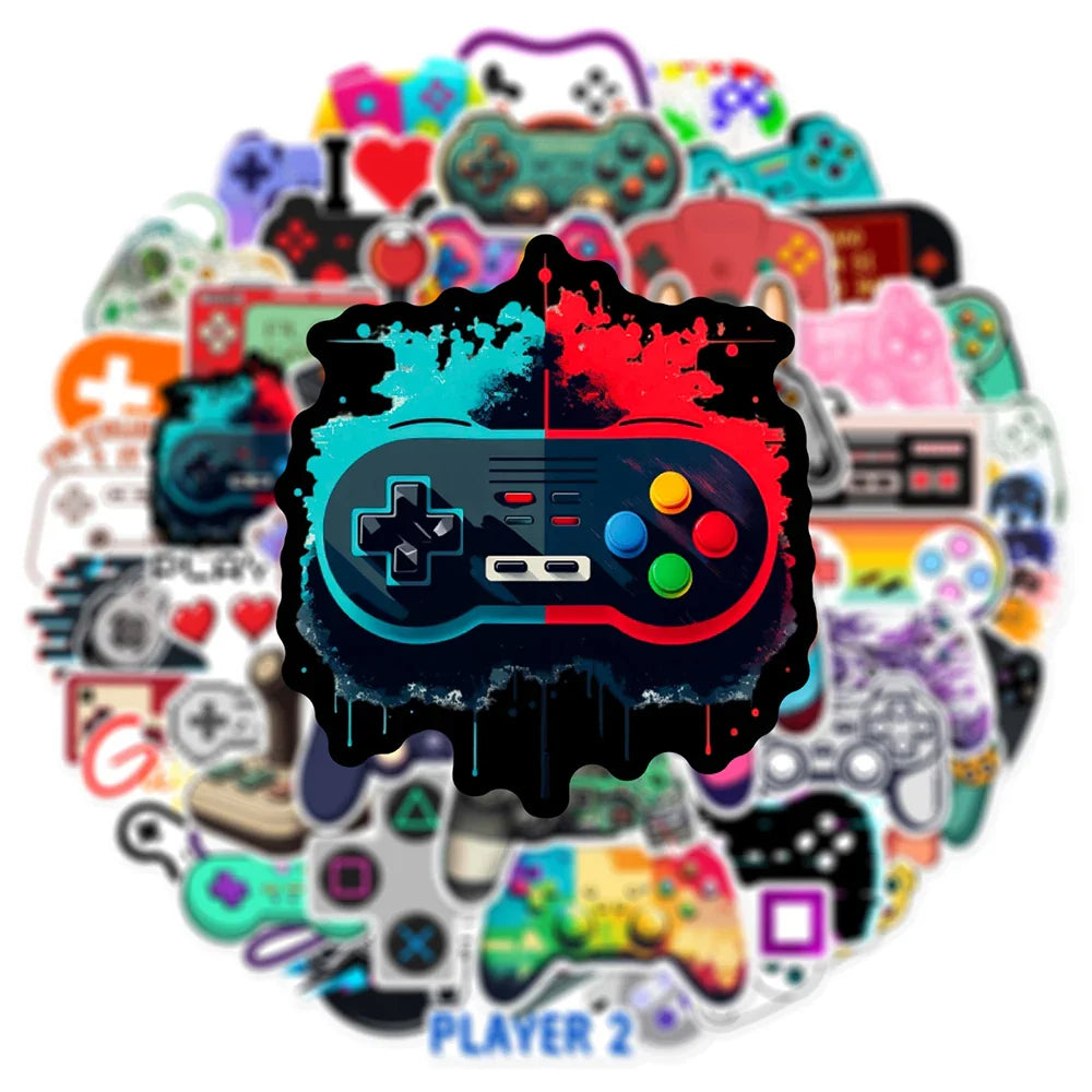 10/30/50PCS Cool Vintage Joystick Gamepad Stickers DIY Skateboard Laptop Notebook Phone Car Bike PVC Waterproof Sticker Kids Toy (Online Order Only)