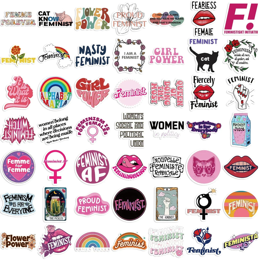 50PCS Pink Flawed Feminis Stickers For Suitcase Scrapbook Phone Laptop Stationery Cool Sticker Decal Decoration (Online Order Only)