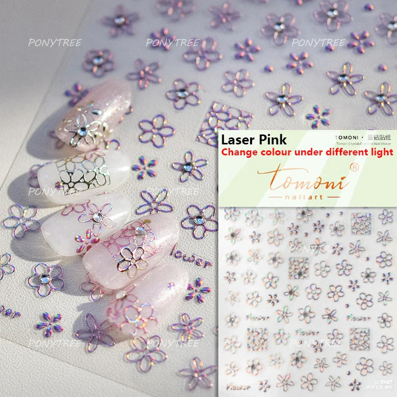 Vibrant and Lively Pullulate Purple Blue Snow Orchid Flower Garden Springtime Adhesive Nail Art Sticker Chic 3D Manicure Decals (Online Order Only)