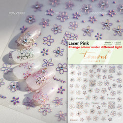 Vibrant and Lively Pullulate Purple Blue Snow Orchid Flower Garden Springtime Adhesive Nail Art Sticker Chic 3D Manicure Decals (Online Order Only)