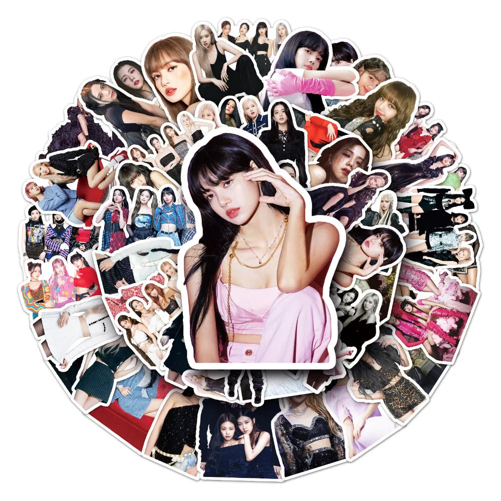 10/50pcs Korea Kpop Black P Stickers DIY Laptop Phone Motorcycle Car Luggage Suitcase Sticker Girls Decals Toys Wholesale (ONLINE ORDER ONLY)