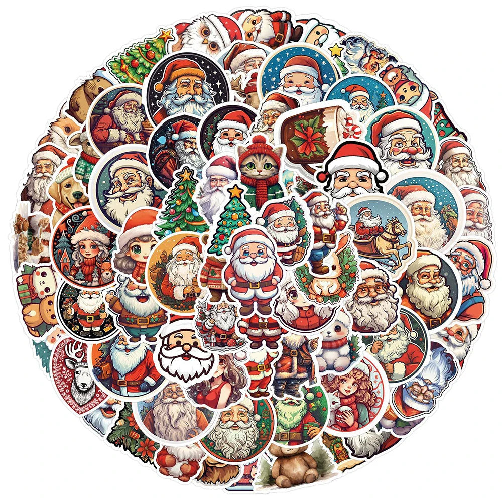 10/30/50/100pcs Kawaii Retro Christmas Stickers Decals Laptop Skateboard Phone Suitcase Fridge Decoration Sticker for Kids Toys (ONLINE ORDER ONLY)