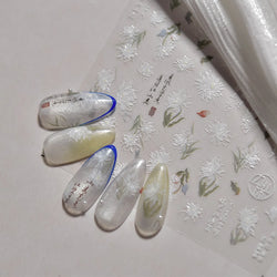 Antique Changle Flower Chrysanthemum Jade Pendant Feathers Green Leaf Adhesive Nail Art Stickers Flat Embossment Manicure Decals (Online Order Only)