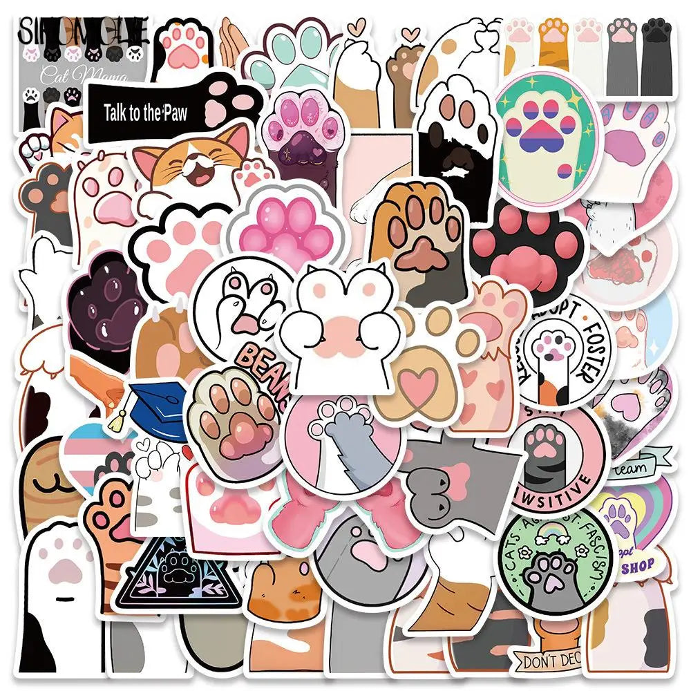 Cute Cat Paw Stickers for Kids - DIY Suitcase, Skateboard, Laptop Decals (ONLINE ORDER ONLY)