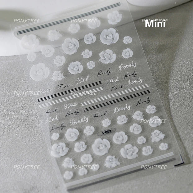 Petal Numerous Flowers Luxuriant Plant Garden Yellow Stamen Charming 5D Soft Relief Adhesive Nail Art Sticker 3D Manicure Decals (ONLINE ORDER ONLY)
