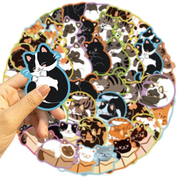 10/30/50PCS Kawaii Sleeping Cat Sticky PVC Sticker Aesthetic Children's Stationery DIY Decoration Scrapbooking School Supplies (ONLINE ORDER ONLY)
