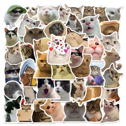 50PCS/Pack Cartoon Funny Cat Stickers DIY Account Stickers Personalized Graffiti Luggage Phone Cases Guitar Skateboards (Online Order Only)