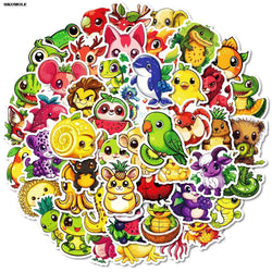 Cute Fruit Animal Stickers Pack - DIY Motorcycle Laptop Skateboard Decor (Online Order Only)