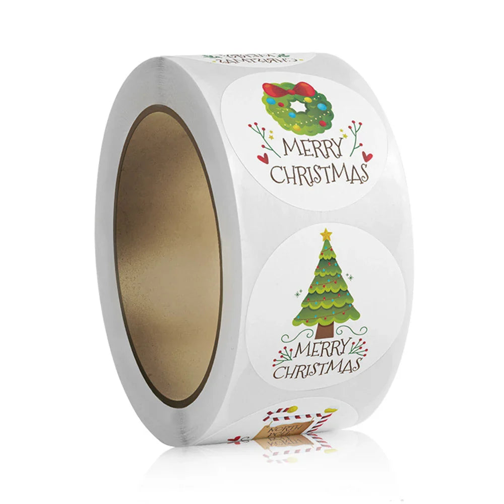 100-500pcs White Merry Christmas Sticker Holiday Party New Year Decoration Gift Box Seal Sticker Baking Label Packaging Sticker (ONLINE ORDER ONLY)