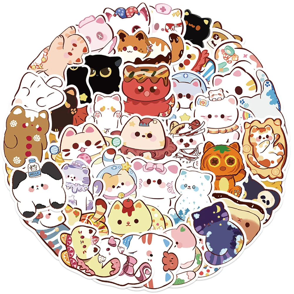Cartoon Cat Stickers 10/30/50PCS Cute Animal Decals for Laptop, Phone, Skateboard, Luggage, Guitar, Fridge, Scrapbook (Online Order Only)
