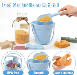 Silicone Beach Toys with Bucket, Shovel and Molds (ONLINE ORDER ONLY)