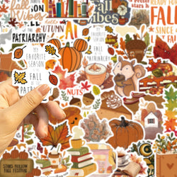 50pcs Dream Fall Maple Leaves Autumn Sticker Travel Suitcase Phone Laptop Luggage Classic Stickers Home Decor Diy Kids Girl Toys (Online Order Only)
