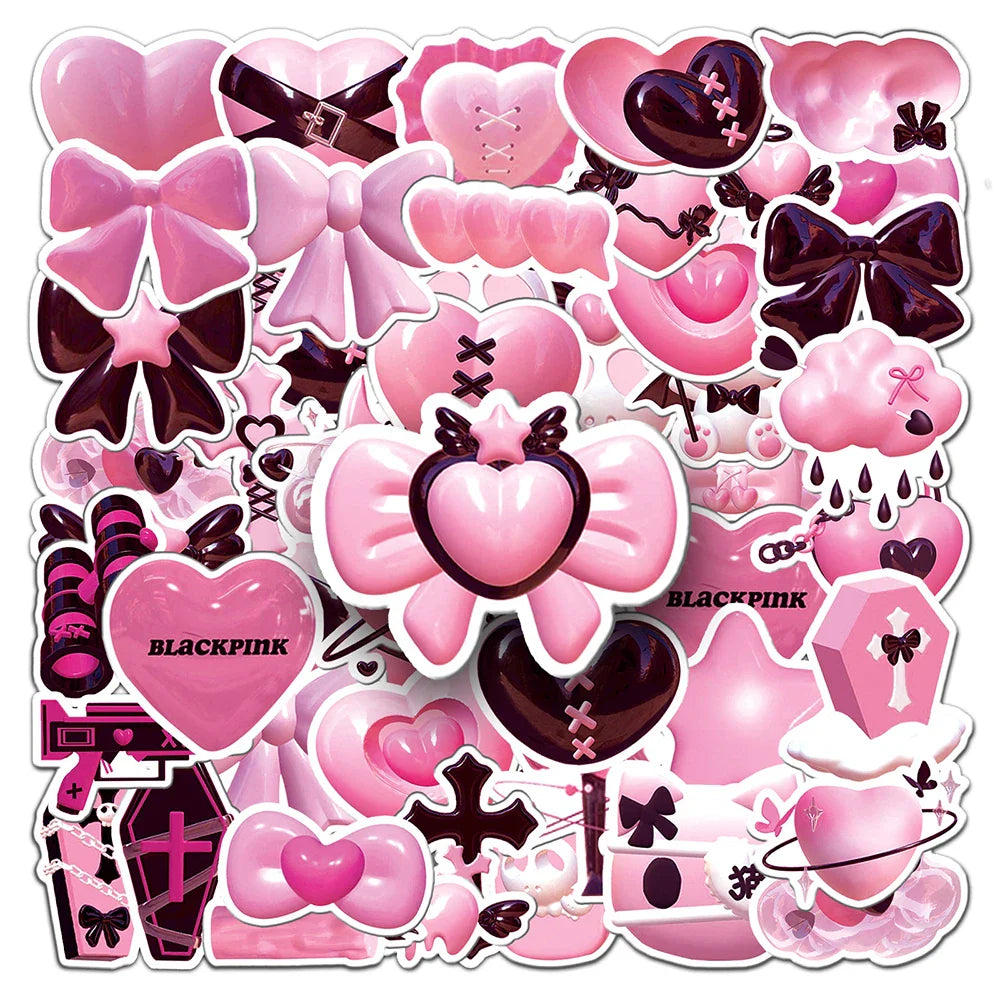 10/30/50PCS Ins Style 2D Pink Cartoon Stickers Decals For Motorcycle Notebook Phone Bike Suitcase Guitar Kids Sticker Toys Gift (ONLINE ORDER ONLY)