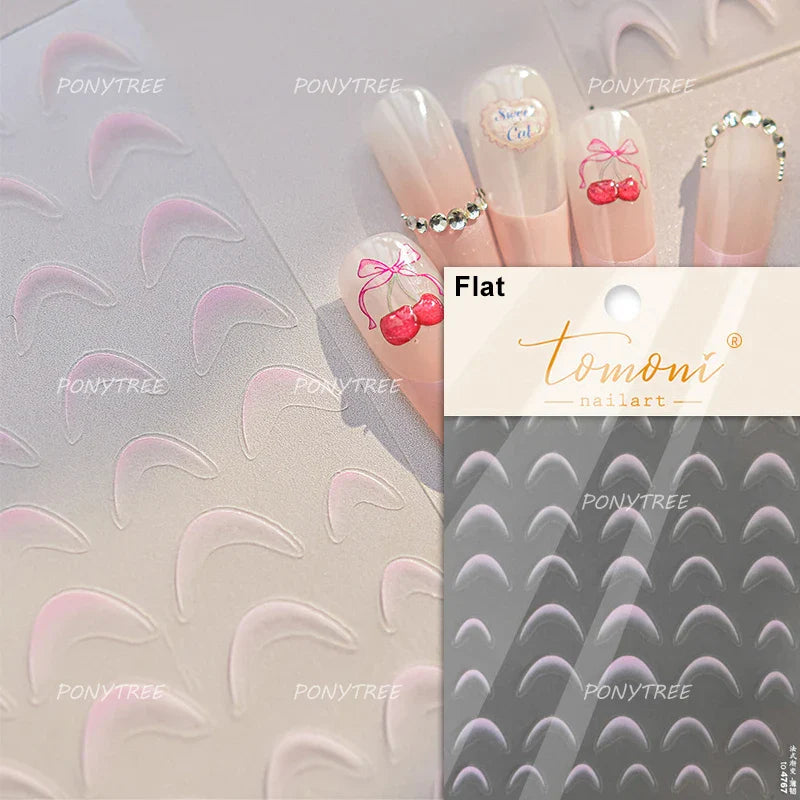 French Skirt Hem Halo Dyeing Purple Pink White Hemline Bowknot Wedding Veil Dreamy Star Adhesive Nail Art Sticker Manicure Decal (ONLINE ORDER ONLY)
