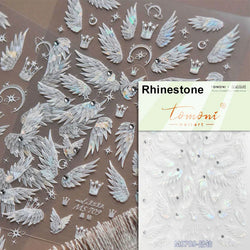 Charming White Shiny Pearl Rhinestone Wings Feathers Crown Moon Stars 3D Self Adhesive Nail Art Sticker Manicure Decal Wholesale (ONLINE ORDER ONLY)