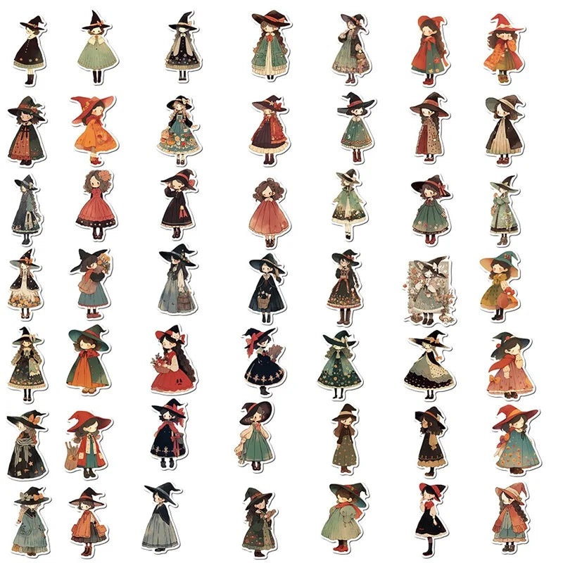 10/30/50PCS Cartoon Q Witch PVC Sticker Aesthetic Children's Korean Decoration Scrapbooking Stationery School Supplies for Kids (ONLINE ORDER ONLY)
