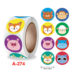 500Pcs Children's Cartoon Animal Stickers Baby Stickers Kindergarten Inspirational Little Red Flower Reward Roll Stickers (Online Order Only)