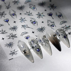 Cat Eye Shiny Blue Purple Spider Cross Love Heart Star Snake Web Jelly Thrilling Nail Art Stickers Manicure Decals Halloween (ONLINE ORDER ONLY)