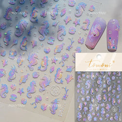 Bagful Brocaded Carp Goldfish Jellyfish Water Bubbles Seahorse Ocean Starfish Whale Adhesive Nail Art Stickers Manicure Decals (ONLINE ORDER ONLY)
