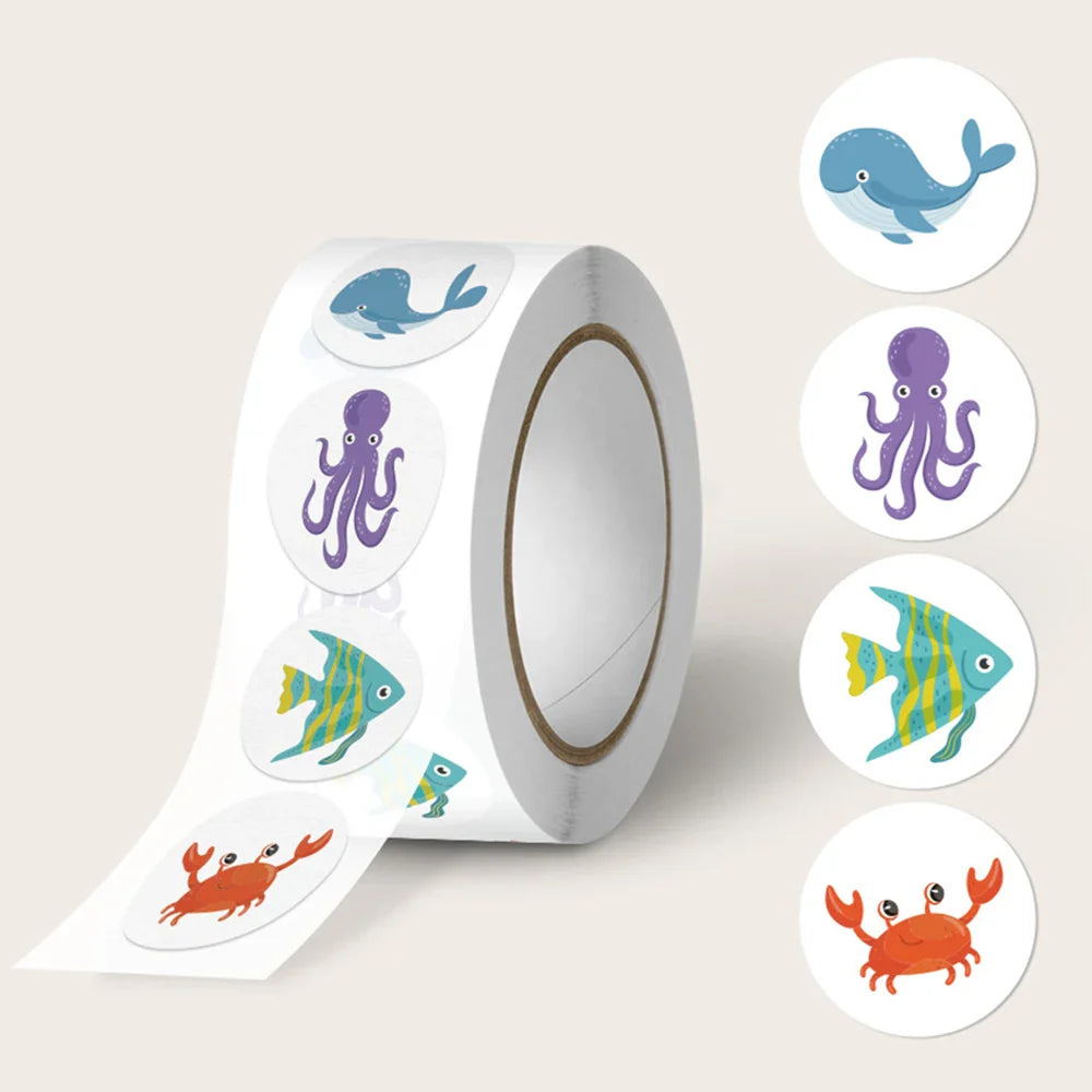 100-500pcs Cartoon Animal Sticker Reward Label Thank You Cute Game Sticker DIY Gift Sealing Label Decoration Supple (ONLINE ORDER ONLY)