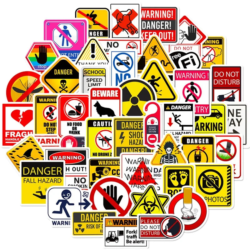 10/30/50PCS Warning Slogans PVC Sticker Aesthetic DIY Children's Decoration Scrapbooking Stationery School Supplies for Kids (ONLINE ORDER ONLY)