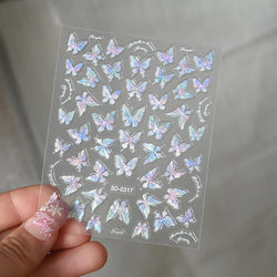 1pcs Pink Christmas Nail Stickers Shiny Shell Light Nail Art Parts Stickers Cute Snowflakes Star Wreath Nail Decorations Decals* (ONLINE ORDER ONLY)