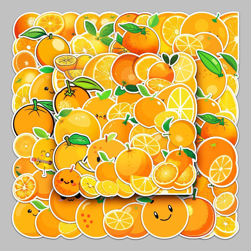 50pcs Cute Orange Graffiti Stickers for Helmet, Wall, DIY Decoration (ONLINE ORDER ONLY)