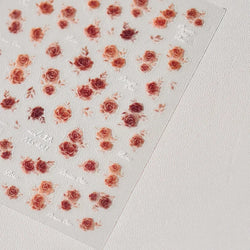 Gradient Halo Dyeing Dark Red Rose Flower Rhinestone Lace Bow Heart 3D Self Adhesive Nail Art Decoration Sticker Manicure Decals (ONLINE ORDER ONLY)