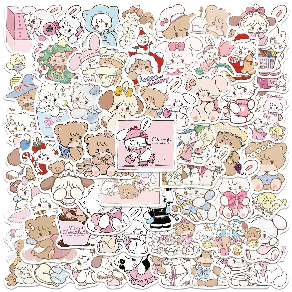 60PCS Cute Anime Stickers for Kids: Bottles, Skateboards, Guitars, Luggage, Phones, Scrapbooks, Diaries (Online Order Only)