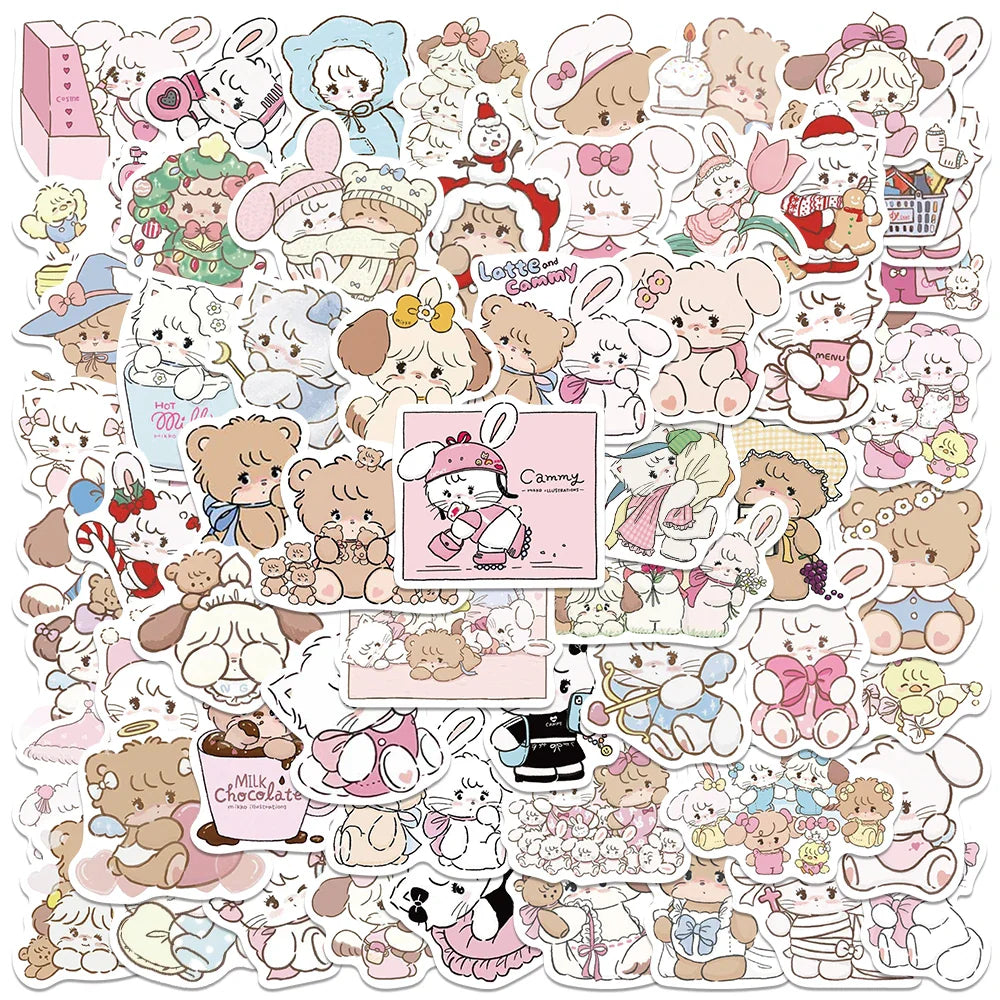 60PCS Cute Anime Stickers for Kids: Bottles, Skateboards, Guitars, Luggage, Phones, Scrapbooks, Diaries (Online Order Only)
