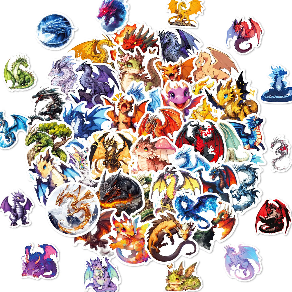 10/30/50PCS Cool Dragon Stickers Cartoon Decoration DIY Kids Toys Fridge Luggage Laptop Phone Guitar Car Bike Skateboard Sticker (Online Order Only)
