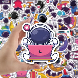 10/62PCS Exquisite Cute Cartoon Astronaut Stickers Laptop Computer Tablet Cup Notebook Phone Vinyl Decal for Kids Toy Gift (ONLINE ORDER ONLY)