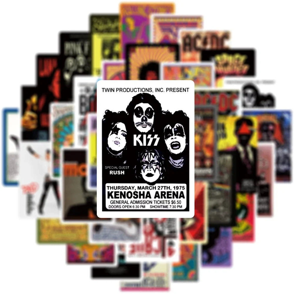 Rock Music Concert and Touring Band Poster Sticker Pack (ONLINE ORDER ONLY)