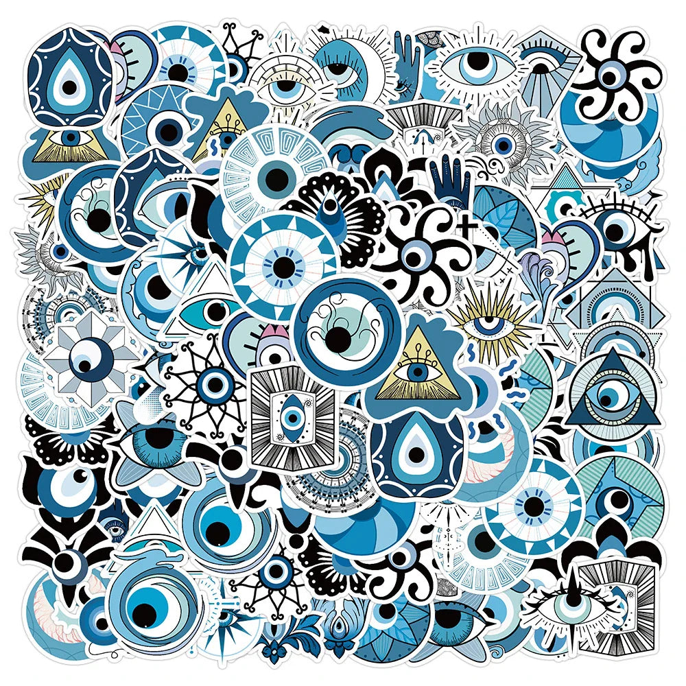 10/30/50pcs New Turkish Evil Eye Graffiti Stickers Skateboard Laptop Motorcycle Album Car Luggage Cool Waterproof Sticker Toy (ONLINE ORDER ONLY)