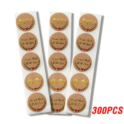 Handmade With Love Kraft Paper Stickers 100-500pcs 1inch Adhesive Labels Baking Wedding Decoration Party Decoration Sticker (Online Order Only)
