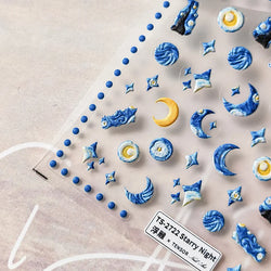 Starlit Sky Star Moon Oil Painting Colour Abstract Planet High Saturation Self Adhesive Nail Art Stickers Dreamy Manicure Decals (ONLINE ORDER ONLY)