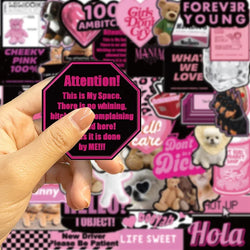 10/30/55PCS Cute Black Pink Word Decoration Scrapbooking PVC Sticker Aesthetic Children's Stationery School Supplies for Kids (Online Order Only)