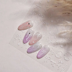 Colourful Tender Bowknot Embossment Shiny Tie Delicate Elegant 3D 5D Self Adhesive Nail Art Stickers Rhinestone Manicure Decals (ONLINE ORDER ONLY)