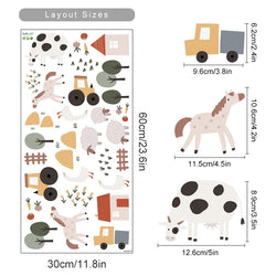 Boho Cute Cow Watercolor Wall Decals for Kids Nursery Bedroom (Online Order Only)
