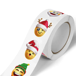100-500pcs Heterotypic Christmas Themed Fun Face Stickers 8 Designs DlY Holiday Party Decoration label Stationery stickers (ONLINE ORDER ONLY)