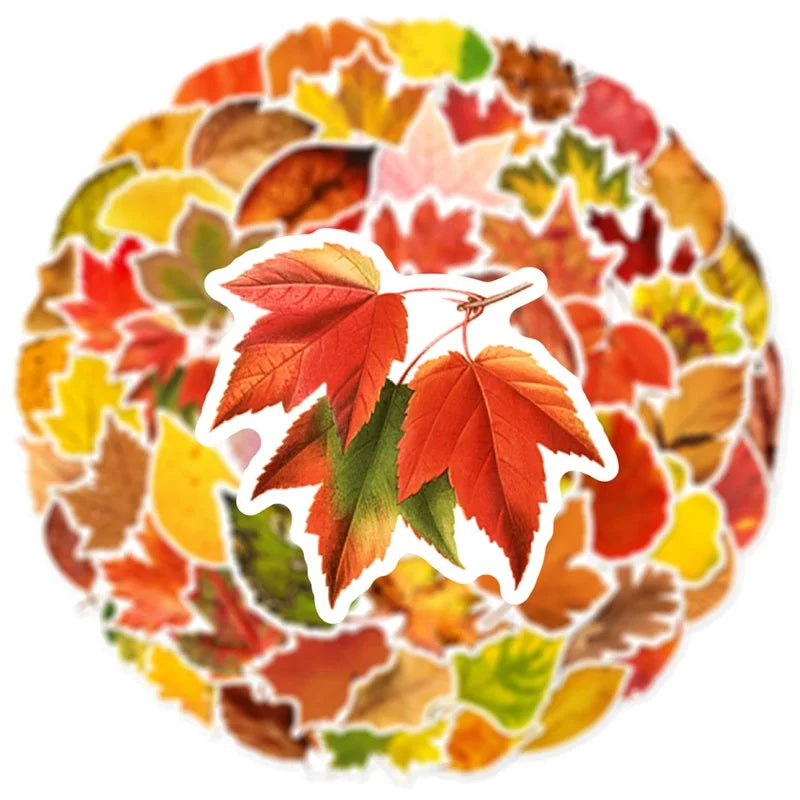 10/30/60PCS Fallen Leaves PVC Sticker Aesthetic Children's Decoration Scrapbooking Sketchbook Korean Stationery School Supplies (Online Order Only)